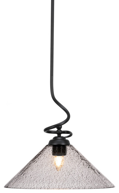 Capri 1-Light Stem Pendant with Hang Straight Swivel, Matte Black/Smoke Bubble