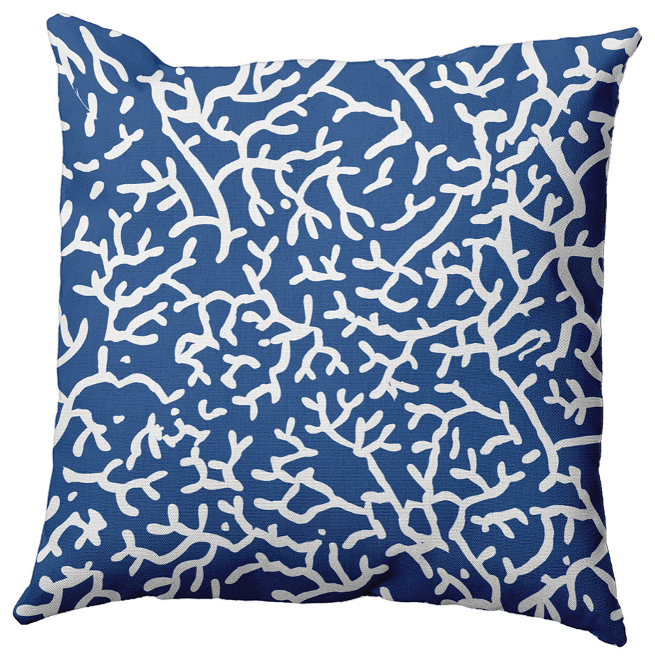 Seaweed Polyester Indoor Pillow, Nautical Navy, 16"x16"
