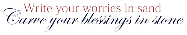 Decal Write Your Worries In Sand Carve Your Blessings In Stone, Red/Dark Blue