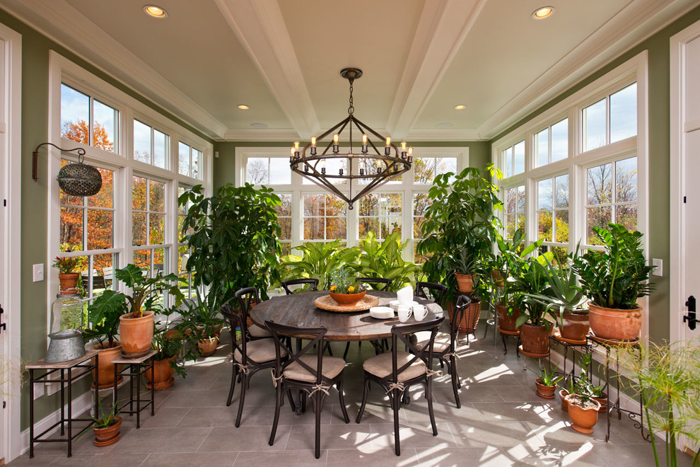 Photo of a country sunroom in Boston with a standard ceiling.