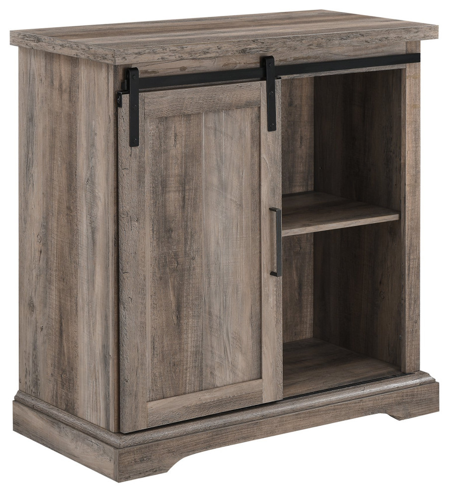 Farmhouse Storage Grooved Sliding Door & Adjustable Shelf