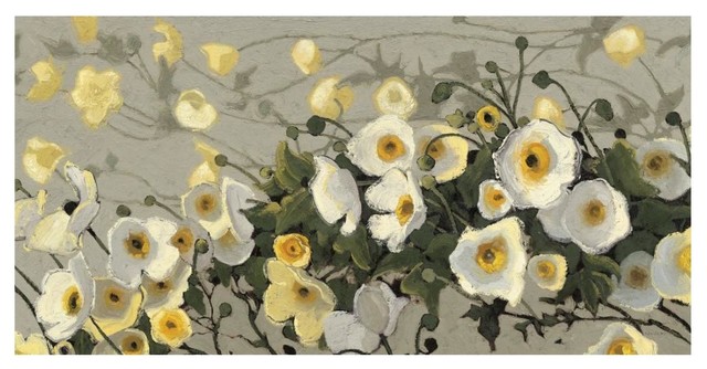 Global Gallery Shirley Novak Cloisonne Beauty I Gray Crop Giclee Stretched Canvas Artwork 24 x 24