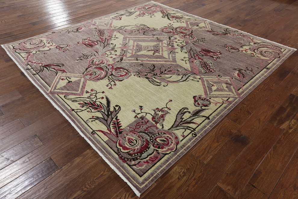 Modern Square Oriental, Hand-Knotted, Rug, 8'3"x8'3"