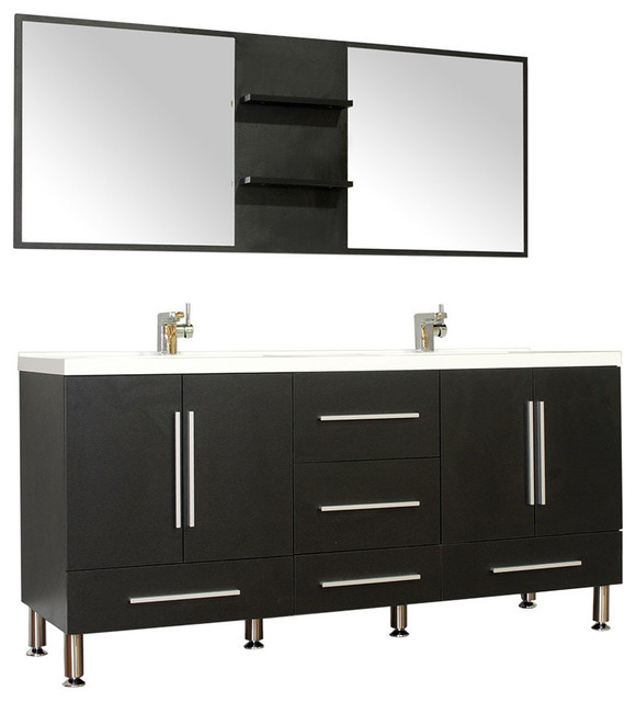 Ripley 67" Double Modern Vanity Set in Black With Mirror Contemporary