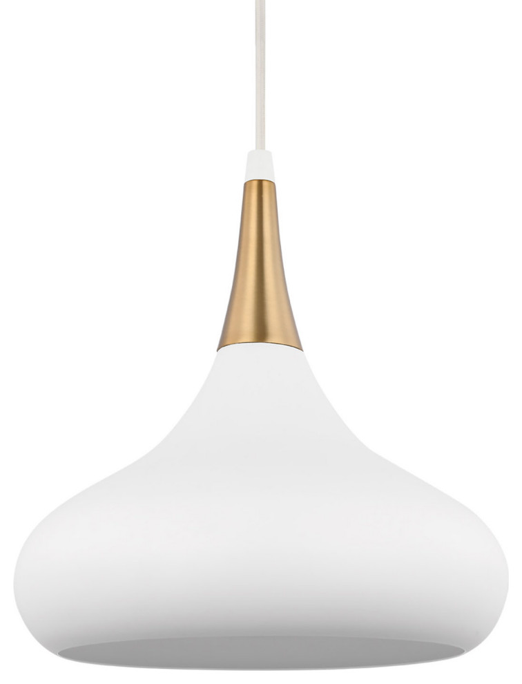 Nuvo Lighting 60/7510 Phoenix 10"W Mini Pendant - Matte White / Burnished Brass