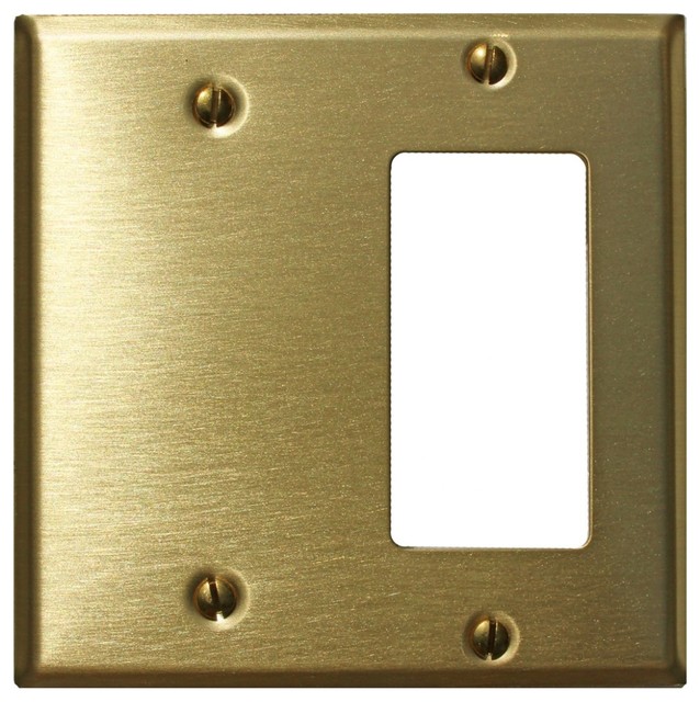 Switchplate Brushed Solid Brass GFI Blank |