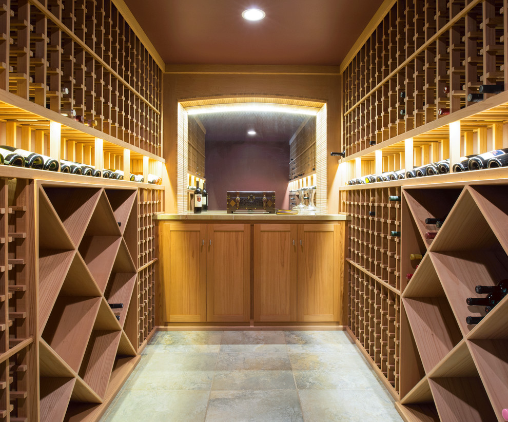 Inspiration for a small traditional wine cellar in San Francisco with storage racks.