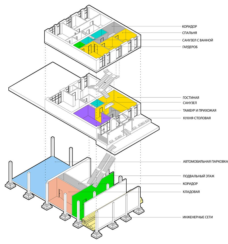 Двухуровневая квартира(3D схема)