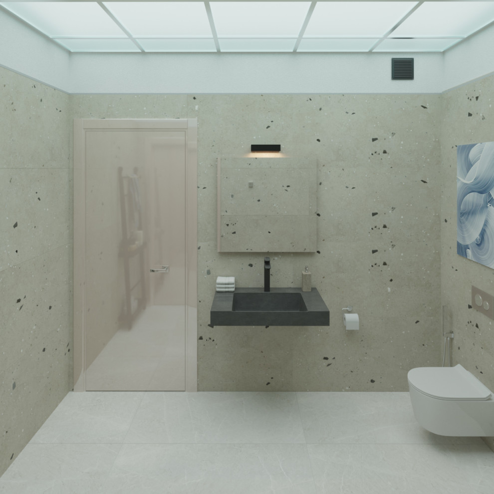 Дизайн проект и визуализация гостевого санузла в частном доме