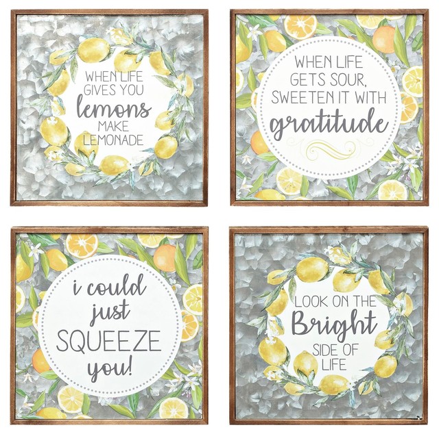 Imax Set Of 4 Lemons Wall Block Decor Za0490508