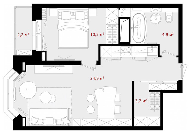 Футурама | Futurama | 44 м2 contemporary-interior-elevation