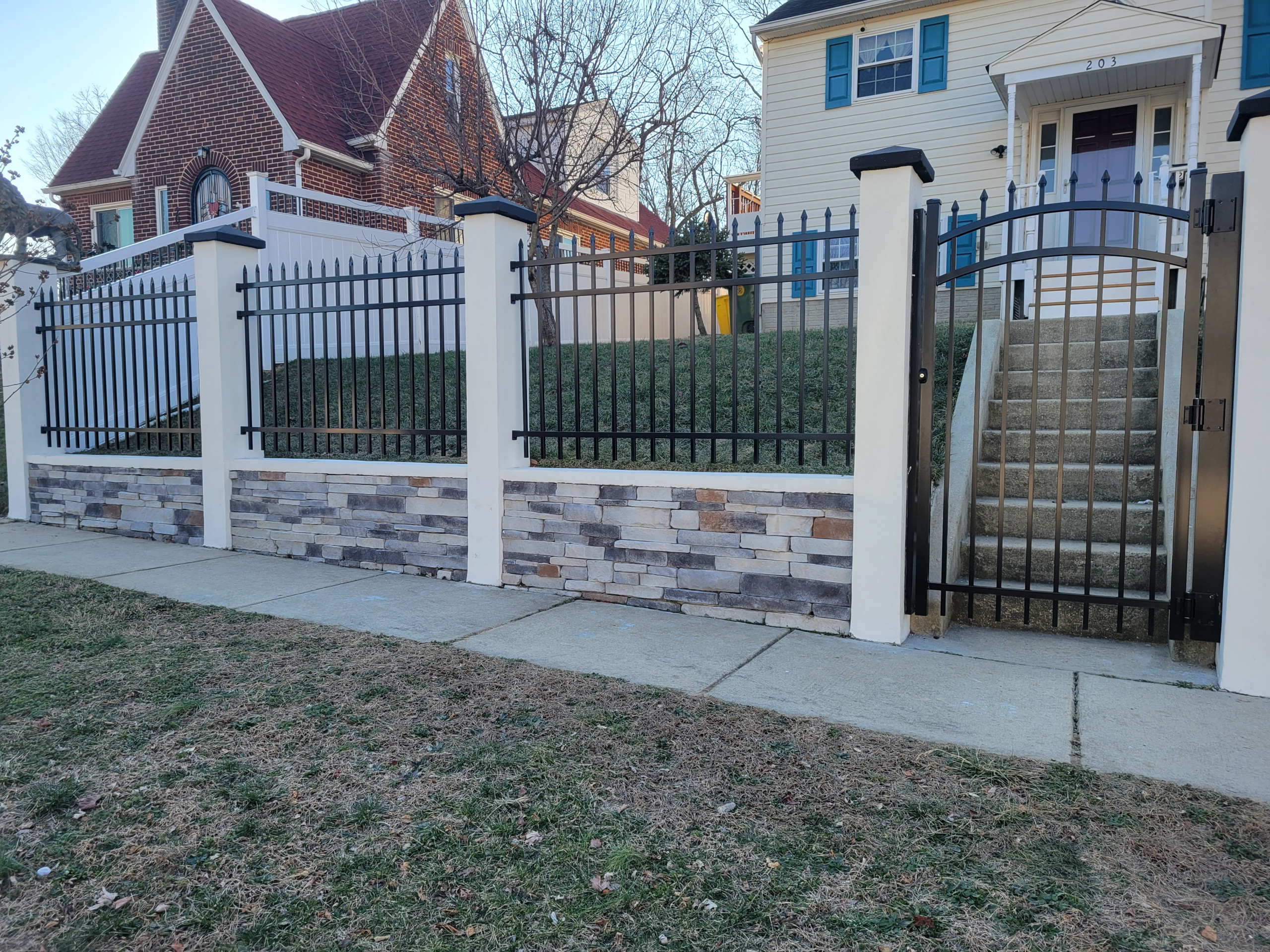 Concrete, Stone and Aluminium fence