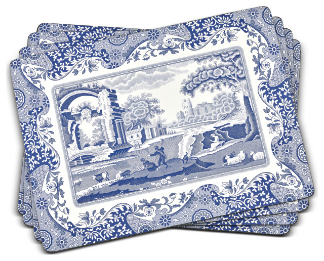 Pimpernel Blue Italian Placemats Set of 4 Farmhouse Placemats by