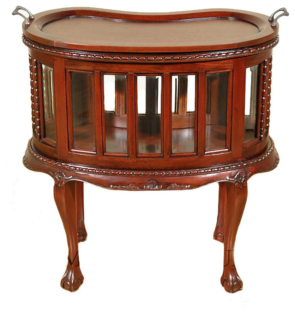 Cherry Victorian Kidney Dumbwaiter Table W Removable Tray Cherry Victorian Kidney Dumbwaiter Table W Removable Tray