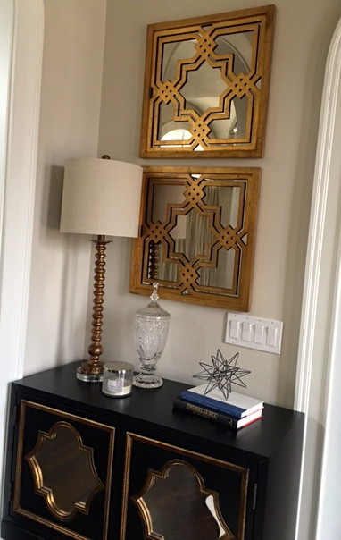 Transitional foyer photo with gray walls