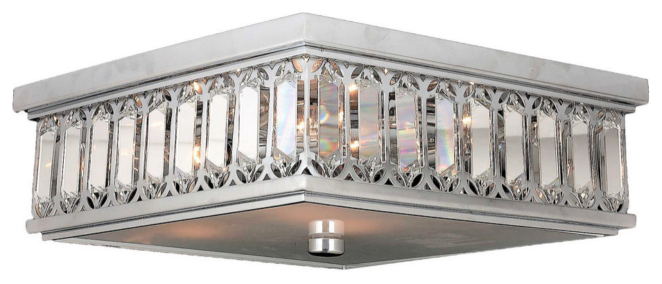 Athens Six-Light Chrome Finish with Clear-Crystals Ceiling-Light