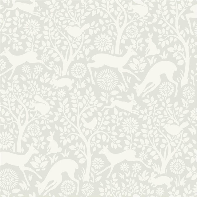 Brewster Anahi Light Gray Woodland Fauna Animal Wallpaper, Sample
