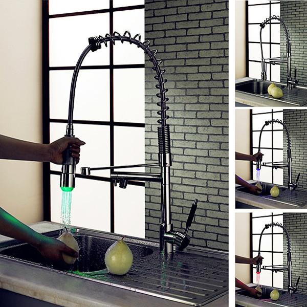 Modern Chrome Brass LED Faucet for Kitchen