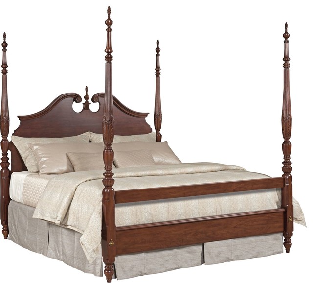 Kincaid Furniture Hadleigh Rice Carved Bed, King Traditional Canopy