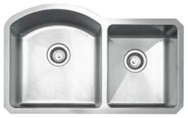 Whitehaus WHNC3220 Stainless Steel  32'' Double Bowl Undermount Sink