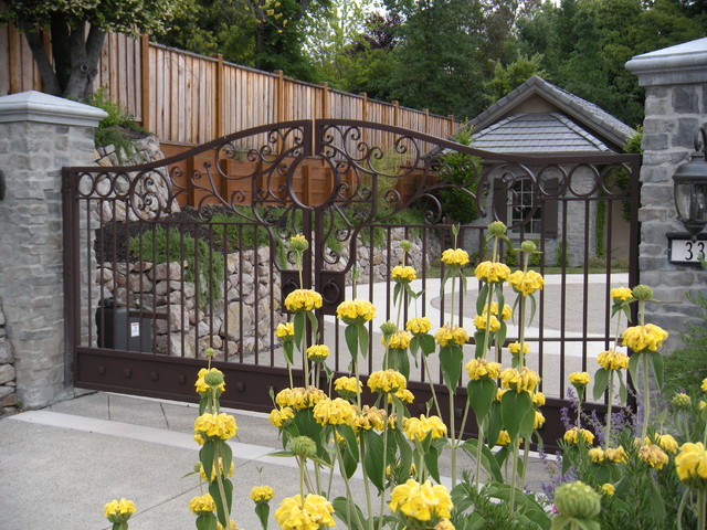 Automatic ornamental iron driveway gates - Traditional ...