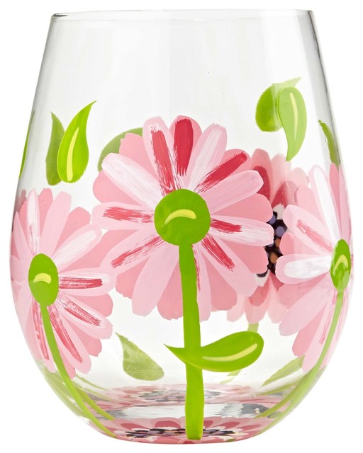 "Ooops-A-Daisy" Stemless Wine Glass