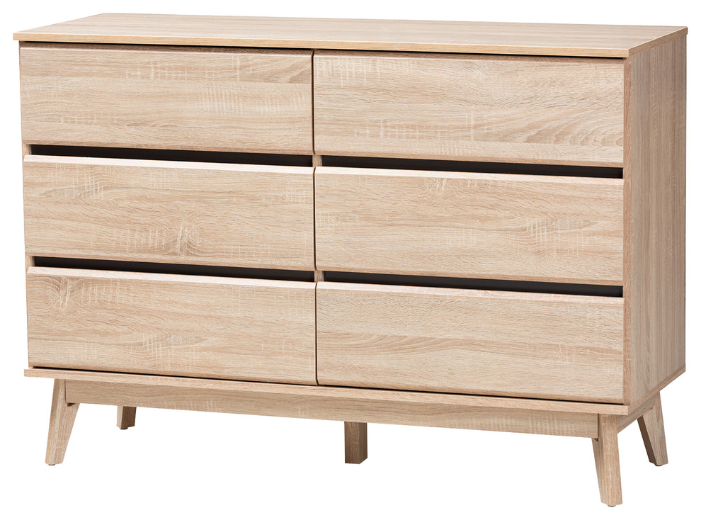 Miren Mid-Century Modern Light Oak and Dark Gray 5-Drawer Dresser
