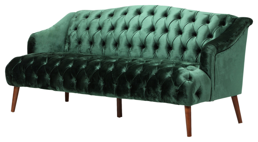 Esther Modern Glam Tufted Velvet 3 Seater Sofa - Midcentury - Sofas ...