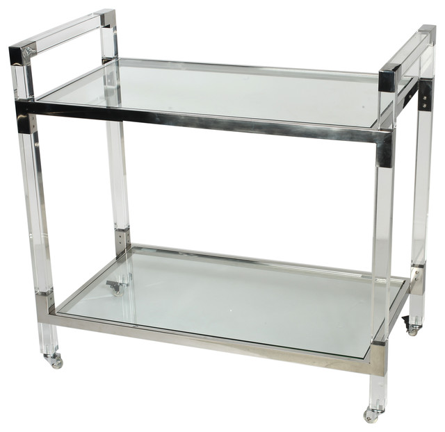 Soho Serving Cart Trolley Bar Acrylic and Glass Contemporary Bar