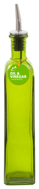 12.7oz Recycled Glass Oil/Vinegar Bottle With Pour Spout, Lime Green