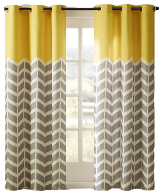 Alex Chevron Printed Grommet Top Panel Pair Contemporary