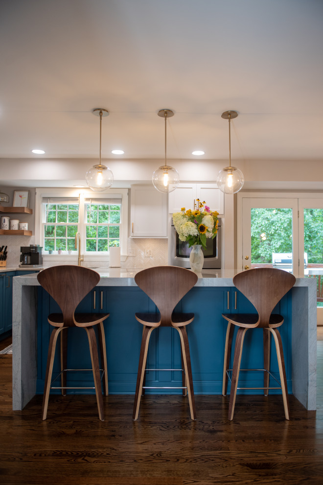 Kitchen with Stunning Waterfall Island