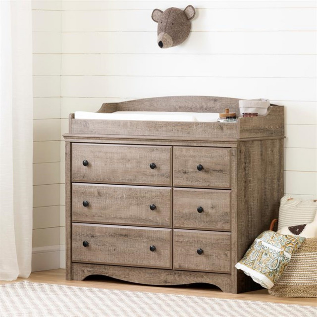 Angel Changing Table 6-drawers-Weathered Oak-South Shore - Rustic ...