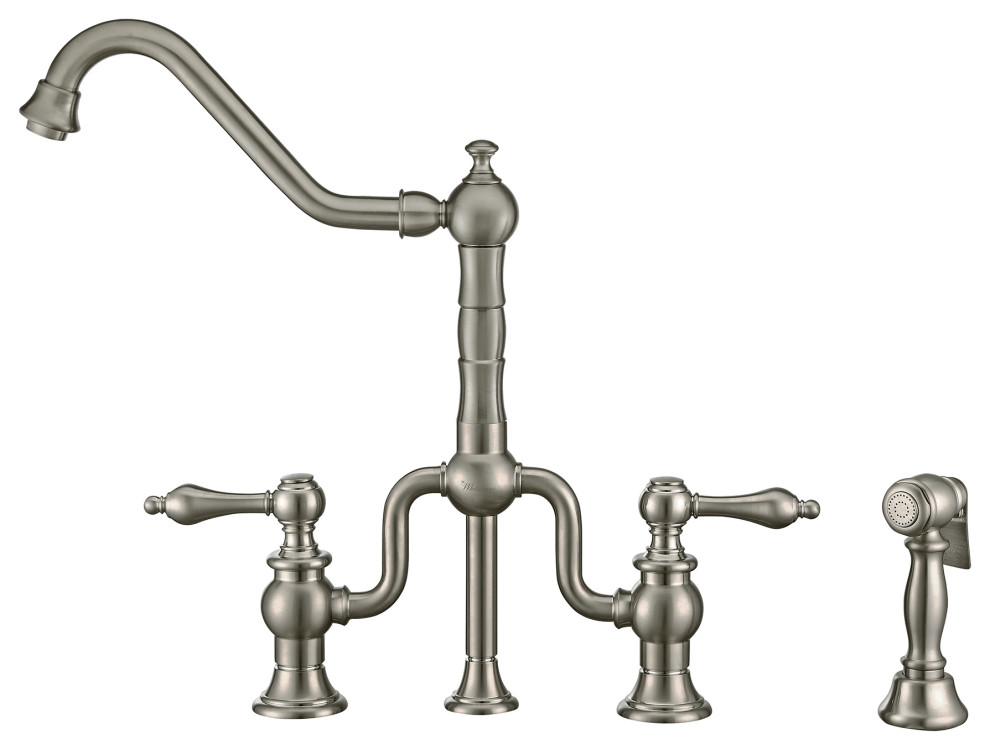 Twisthaus Plus Bridge Faucet With Long Traditional Swivel Spout, Lever