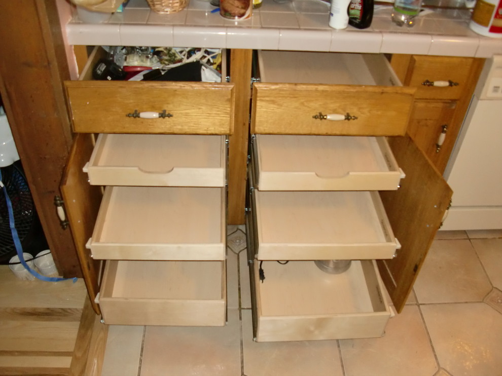 Three or More Glide-Out Shelves in a Cabinet