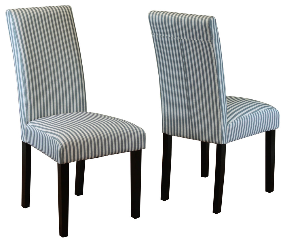Villa Stripe Linen Dining Chairs, Set Of 2 Transitional Dining