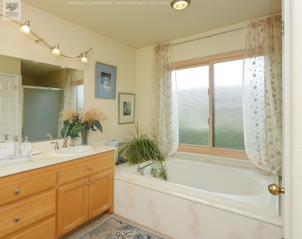 Large Sliding Window in Stunning Bathroom Renewal by Andersen Bay Area San Fra Bathroom