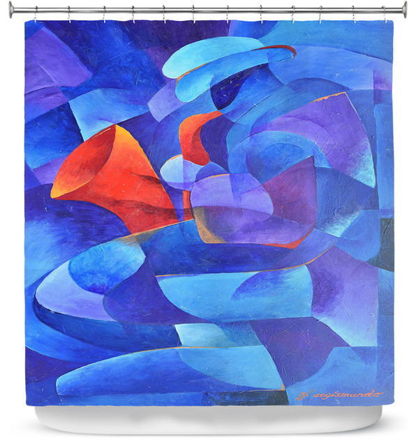 Sax On Wall Shower Curtain Contemporary Shower Curtains By