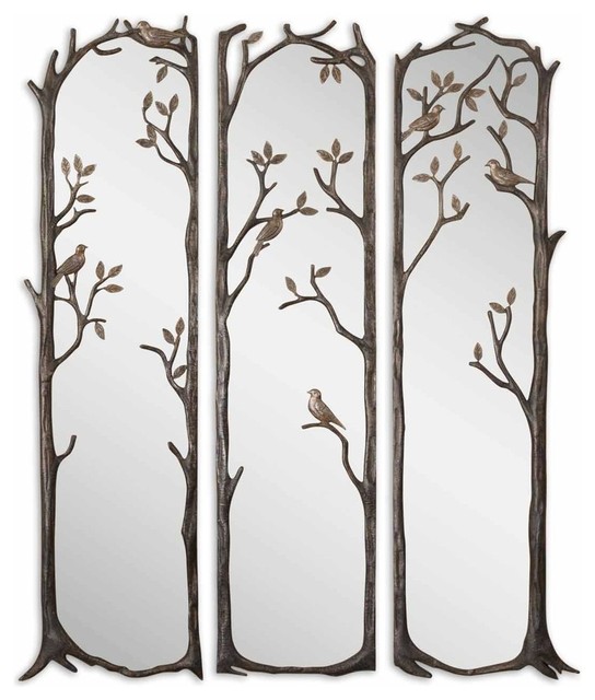 Uttermost 12788 Perching Birds Decorative Mirror Set 3 Rustic Uttermost 12788 Perching Birds