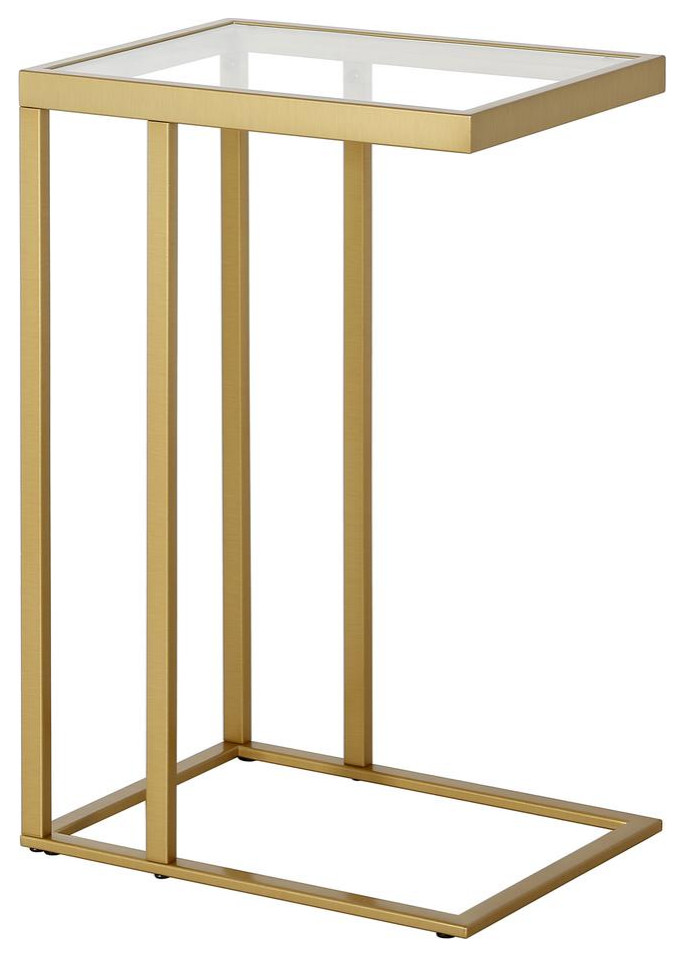 Alexis 16'' Wide Rectangular Side Table in Brass Contemporary
