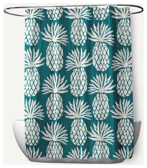 Pineapple Pattern Ocean Teal 70" w x 73" h Shower Curtain