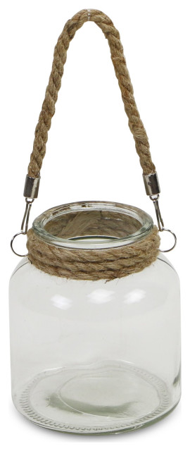 Jar With Roping Golena Ribbed Round Jar with Rope Wrapped Neck - Beach Style - Vases ...