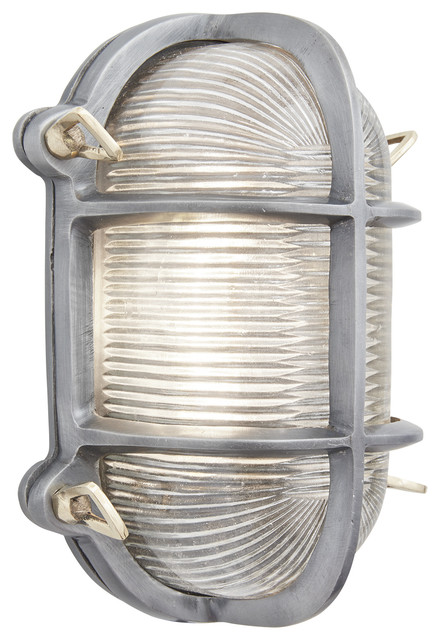 Bulkhead Outdoor & Bathroom Oval Light - 6 Inch - Gunmetal, Side Wiring