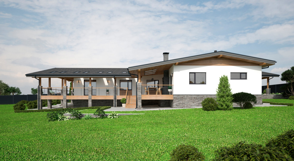 Одноэтажный дом 200 кв.м на склоне