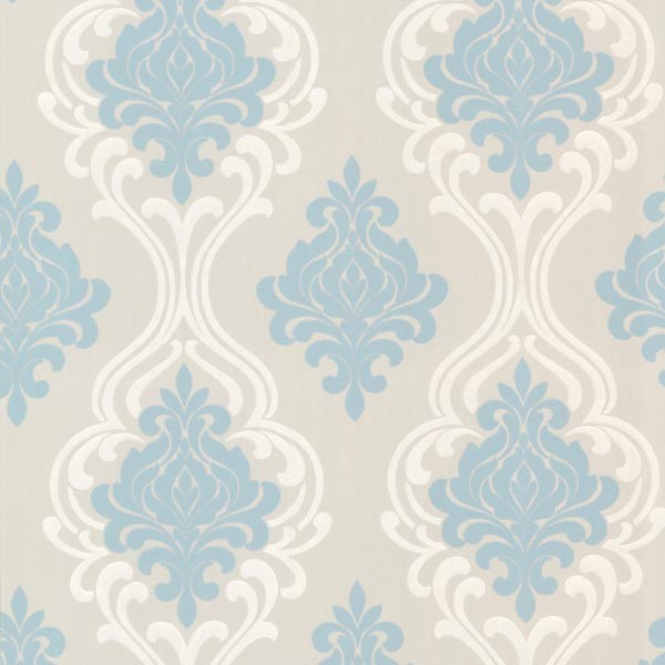 Indiana Light Blue Damask Wallpaper Mediterranean By Indiana Light Blue Damask Wallpaper Swatch