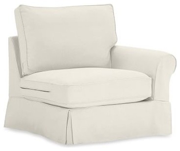 PB Comfort Roll-Arm Slipcovered Armless Chair Slipcovers, everydaysuede(TM) Ston