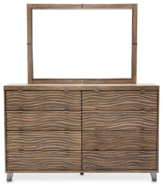 Del Mar Sound Dresser and Mirror, Boardwalk Transitional Dressers by Michael Amini Houzz