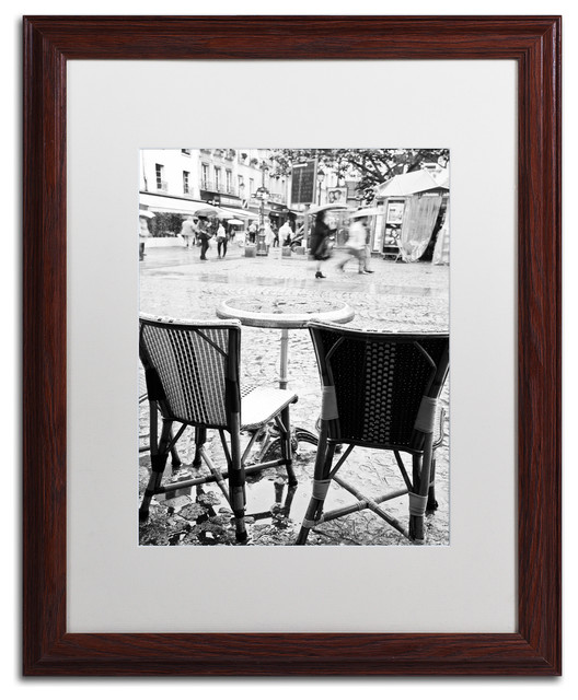 "Paris Cafe for 2" Framed Art by Yale Gurney, Wood, White, 16"x20"