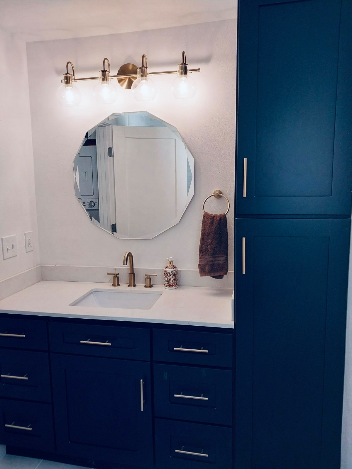 Navy Vanity Set With Linen closet