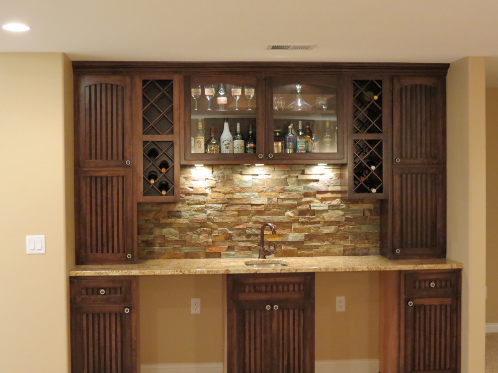 Design ideas for a traditional home bar in Other.